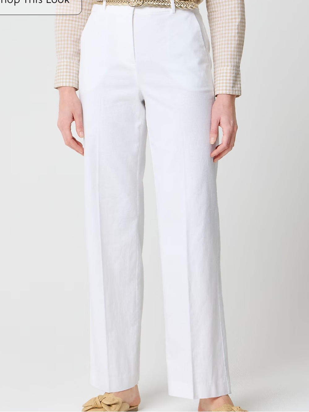 J. Crew White Wide-Leg Linen-Blend Pants